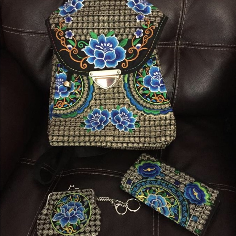 EMBROIDED Backpack, Wallet & Coin purse